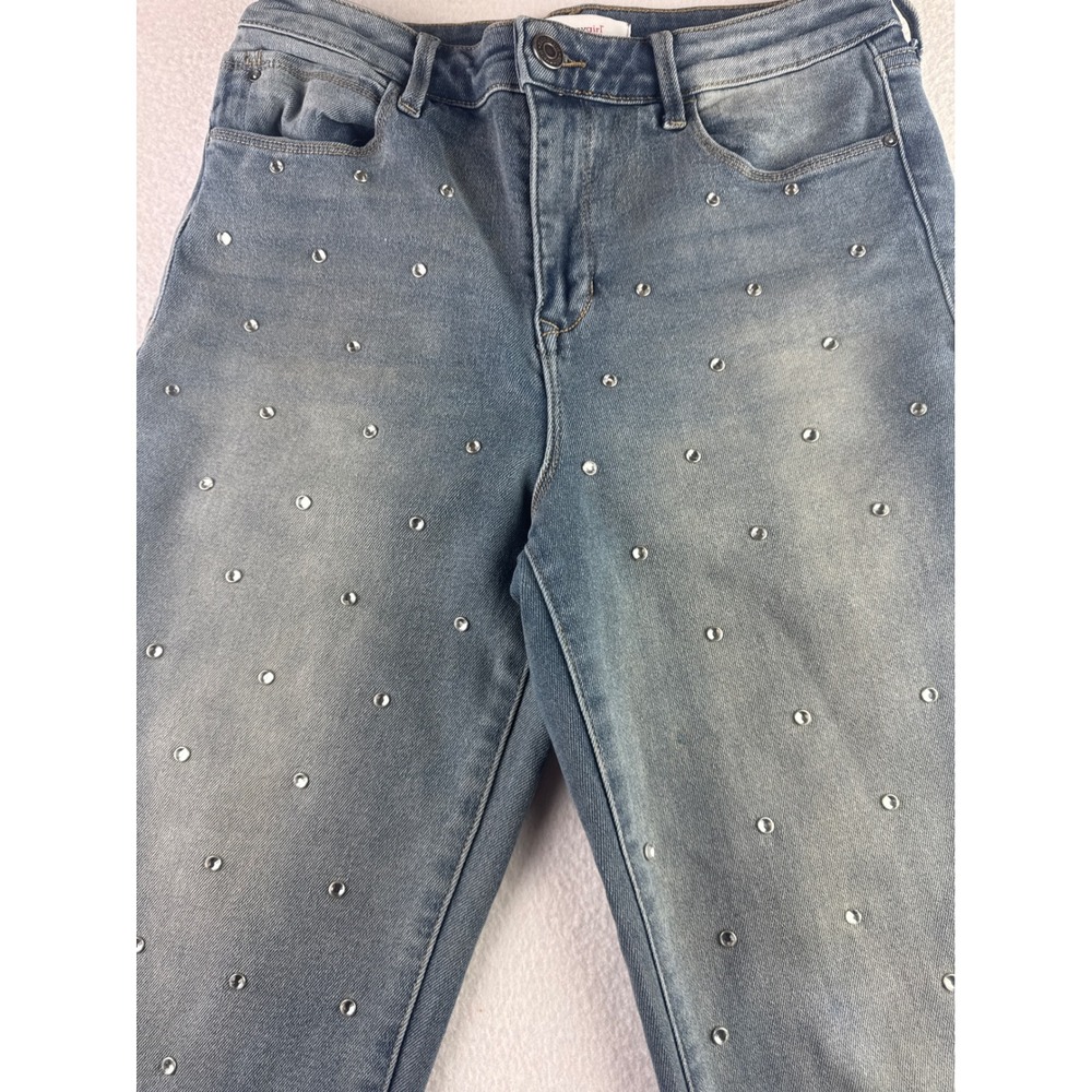 Skinnygirl Jeans The High Rise Straight Ankle Embellished Rhinestone Size 6 - Picture 2 of 9